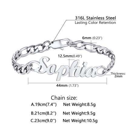 Custom4U Figaro Chain Bracelet