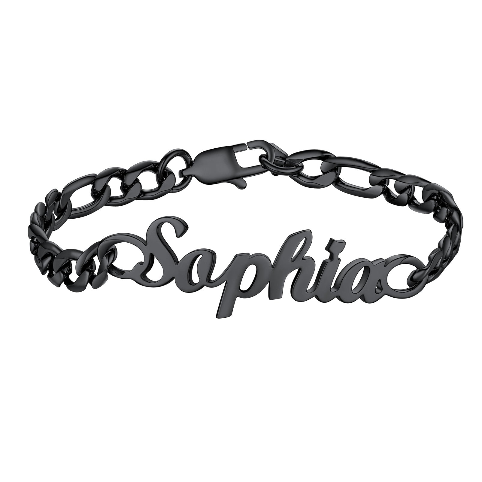 Custom4U Figaro Chain Bracelet Black