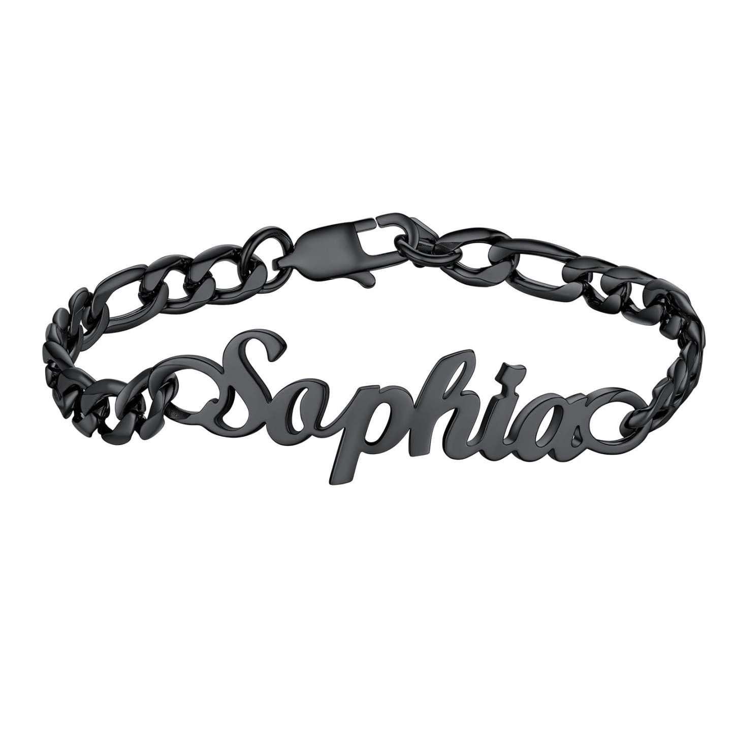 Custom4U Figaro Chain Bracelet Black