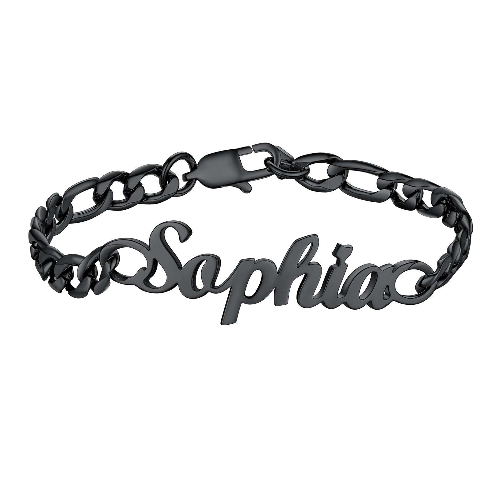Custom4U Figaro Chain Bracelet Black