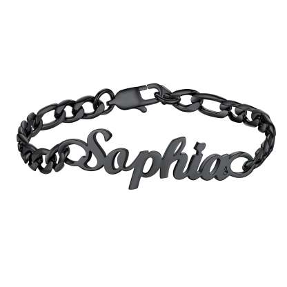 Custom4U Figaro Chain Bracelet Black