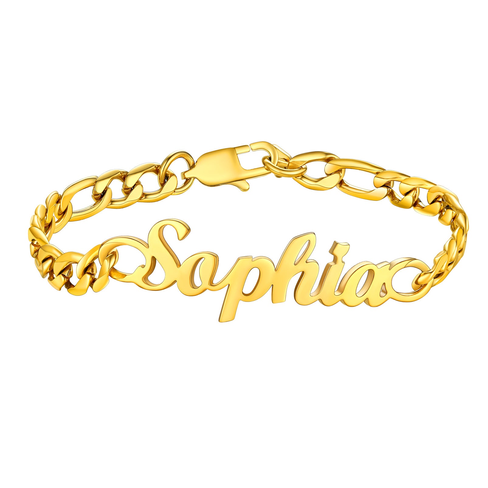 Custom4U Figaro Chain Bracelet Gold