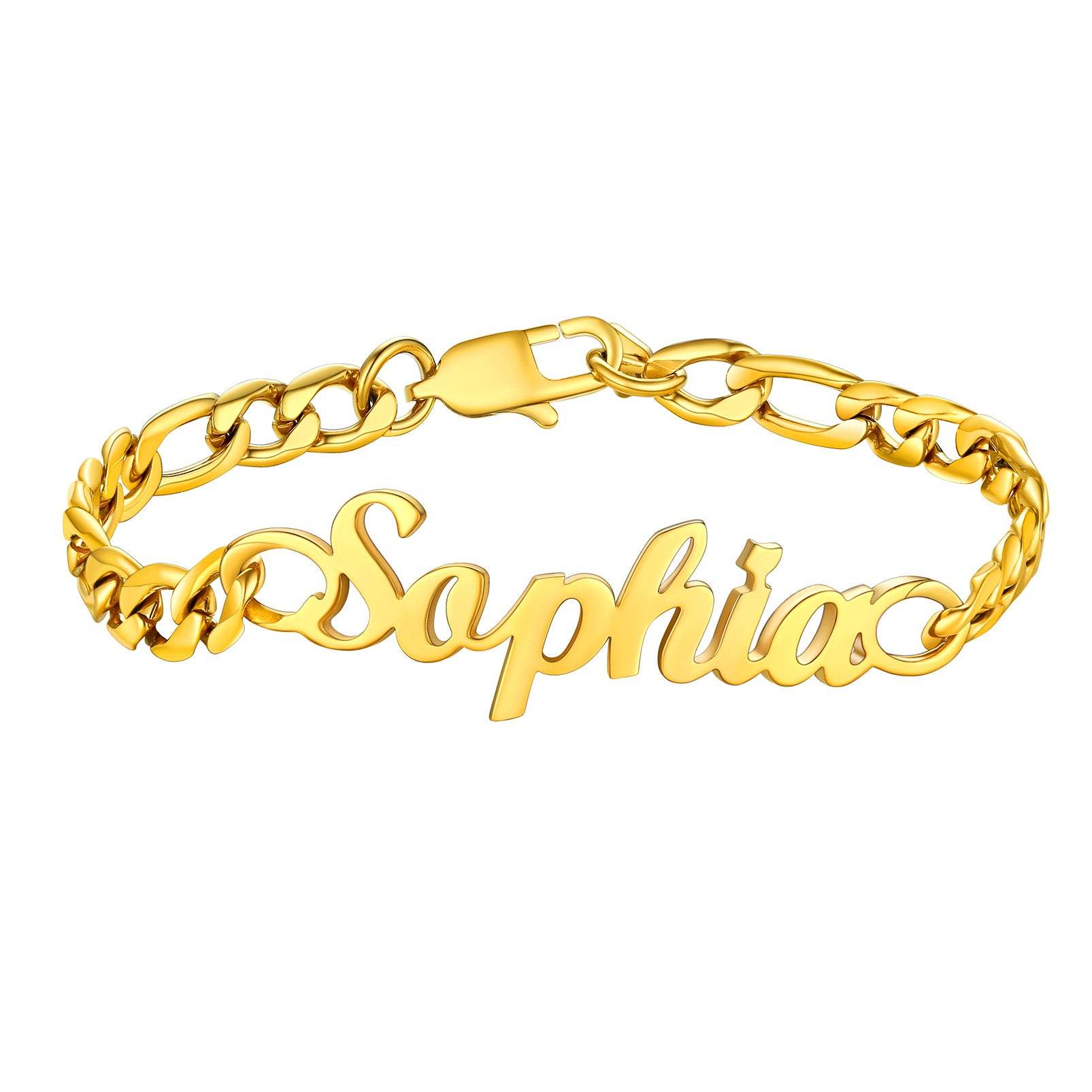 Custom4U Figaro Chain Bracelet Gold