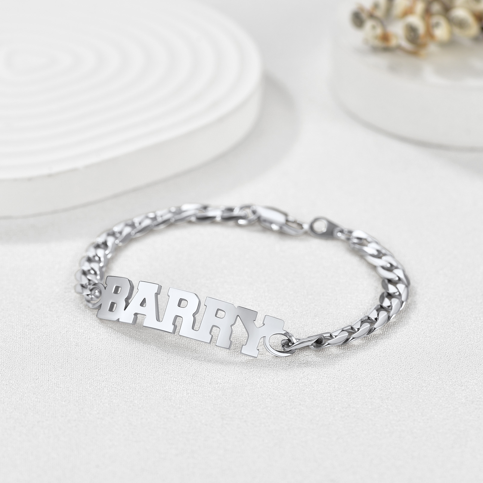 Custom Name Plate Cuban Chain Bracelet for Men