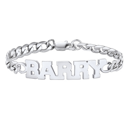 Custom Name Plate Cuban Chain Bracelet for Men