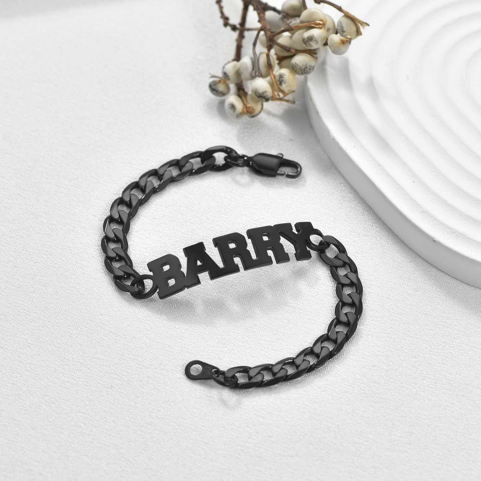 Custom Name Plate Cuban Chain Bracelet for Men