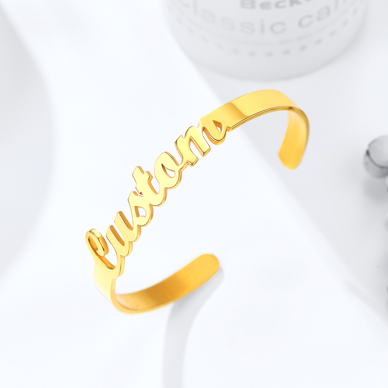 Personalized Name Engraved Cuff Bracelets for Women occasion gold