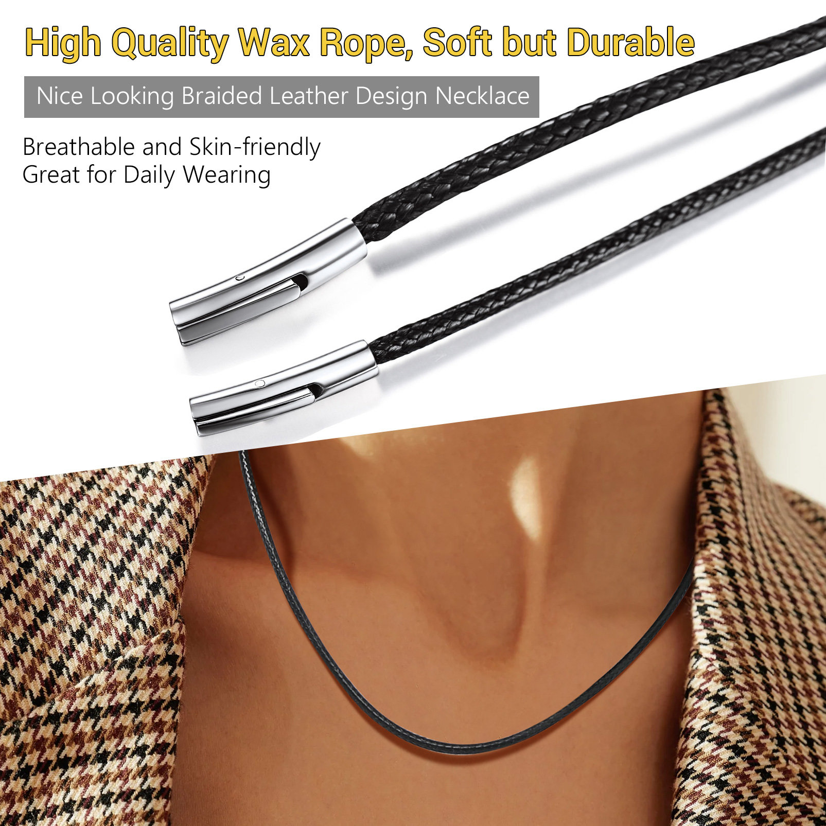 Customized Chain Waterproof Leather Necklace for Men 