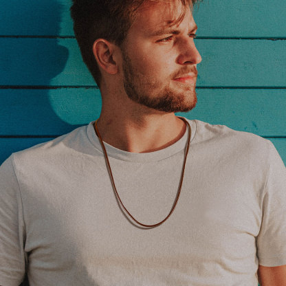 Customized Chain Waterproof Leather Necklace for Men 