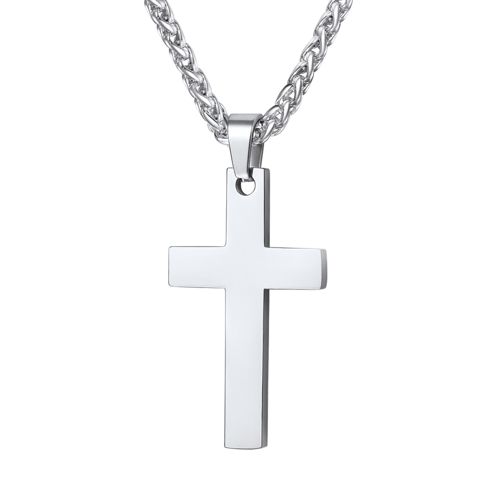Customizable Stainless Steel Cross Necklace with Engraving