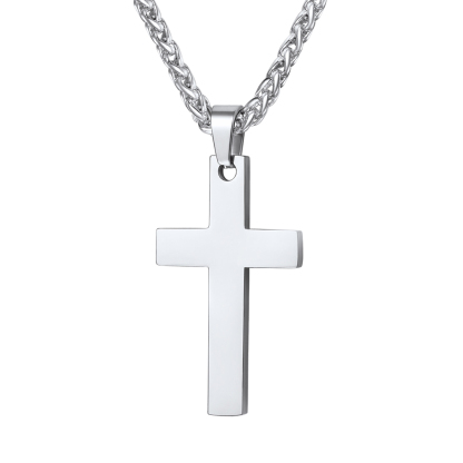 Customizable Stainless Steel Cross Necklace with Engraving