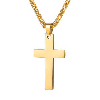 Customizable Stainless Steel Cross Necklace with Engraving