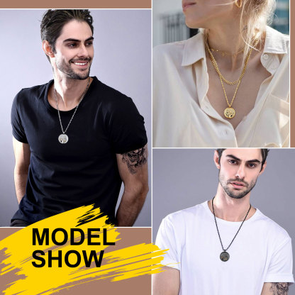 Custom Photo Life Tree Locket Necklace for Women model show