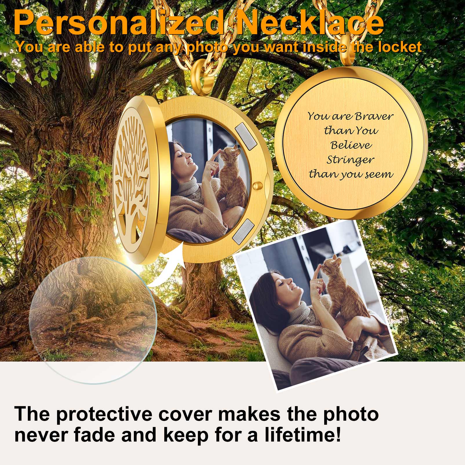 Photo Life Tree Locket Necklace for Women