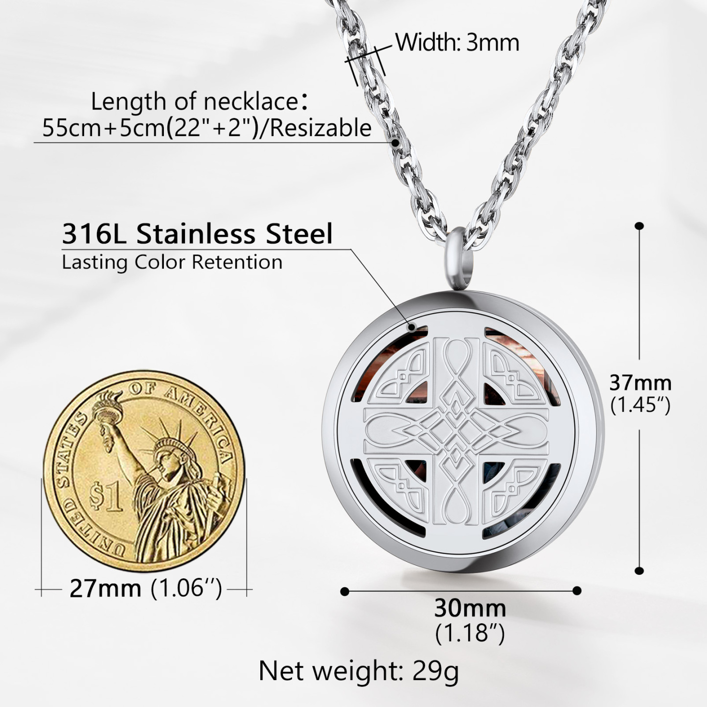 Locket Photo Custom Engraved Pendant Necklace detail