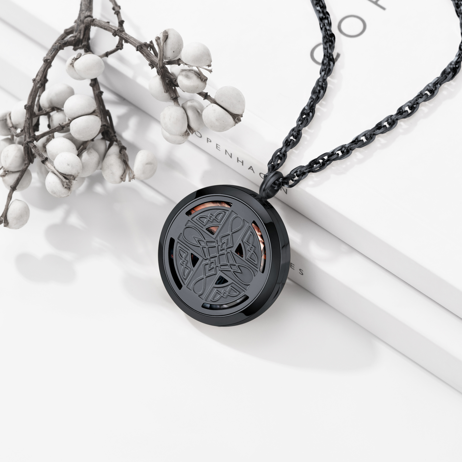 Locket Photo Custom Engraved Pendant Necklace black  occasion