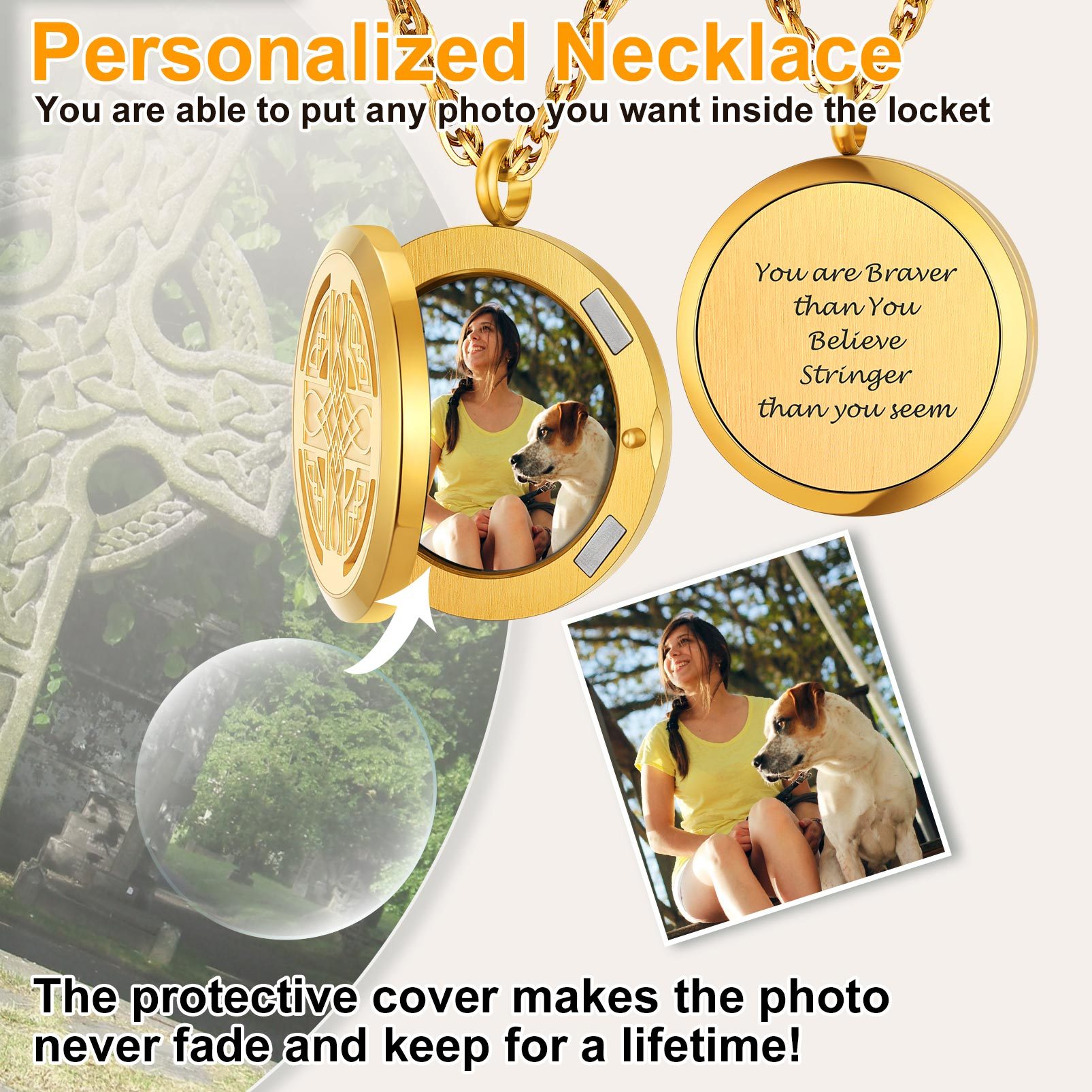 Locket Photo Custom Engraved Pendant Necklace personalized
