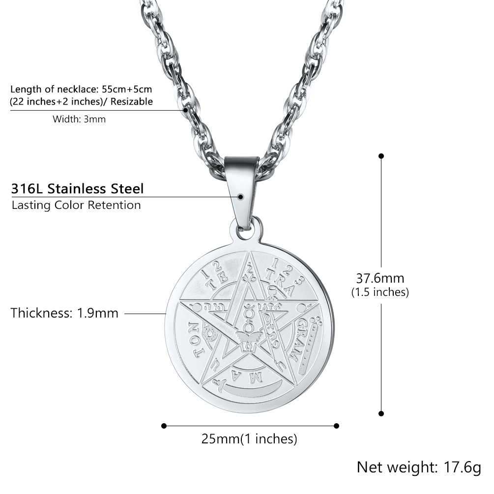 Engraved Wiccan Pagan Pendant Plated Pentagram Necklaces