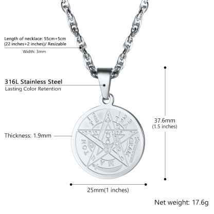 Engraved Wiccan Pagan Pendant Plated Pentagram Necklaces