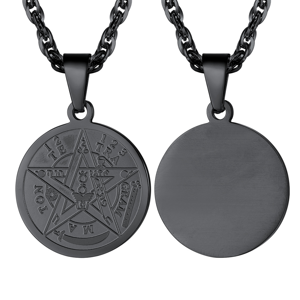 Engraved Wiccan Pagan Pendant Plated Pentagram Necklaces
