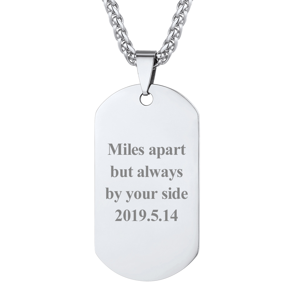 Custom Engraved Double-Sided Dog Tag Necklace for Men Silver