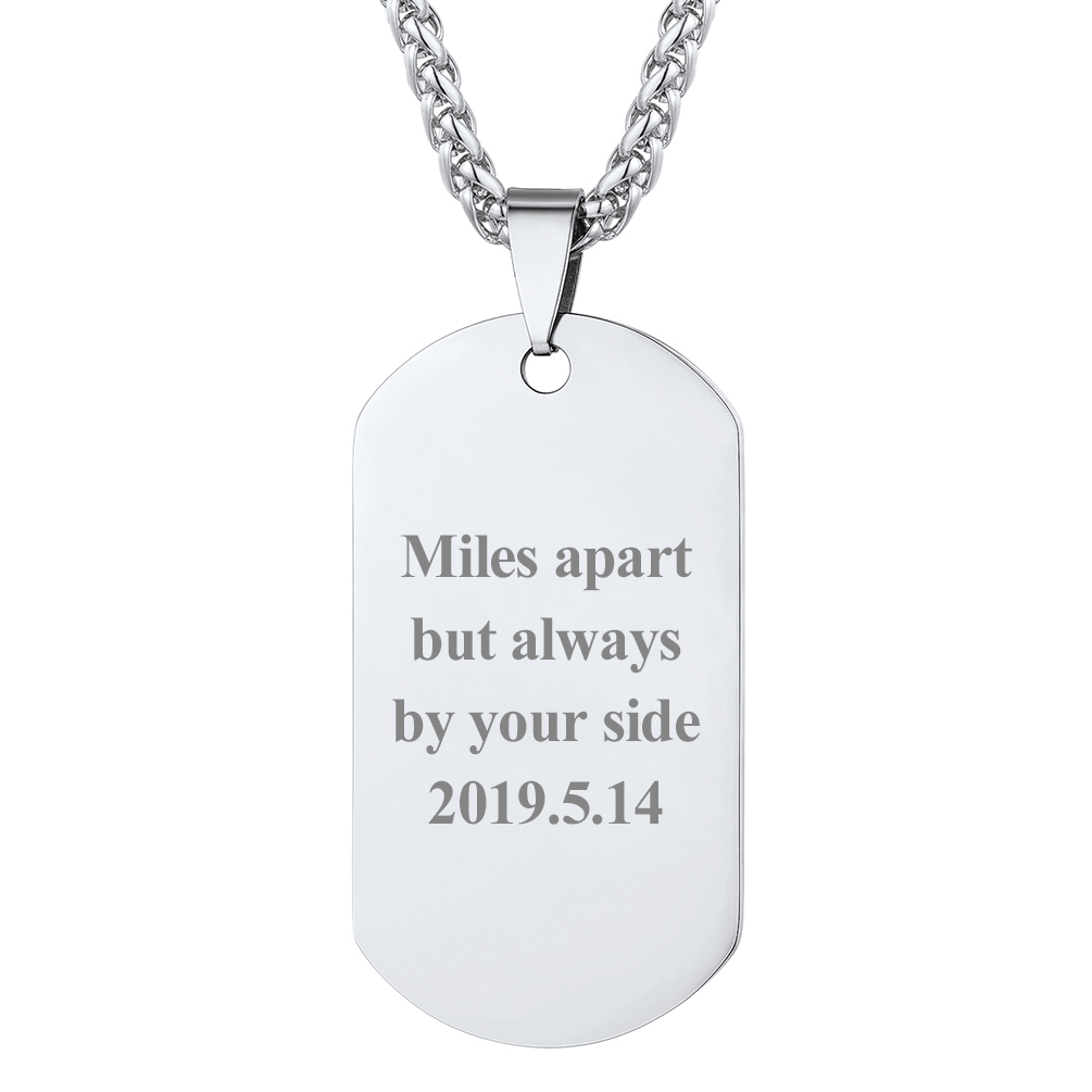 Custom Engraved Double-Sided Dog Tag Necklace for Men Silver