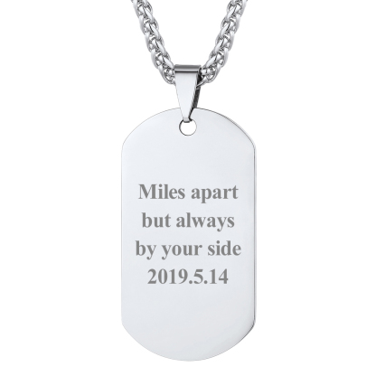 Custom Engraved Double-Sided Dog Tag Necklace for Men Silver