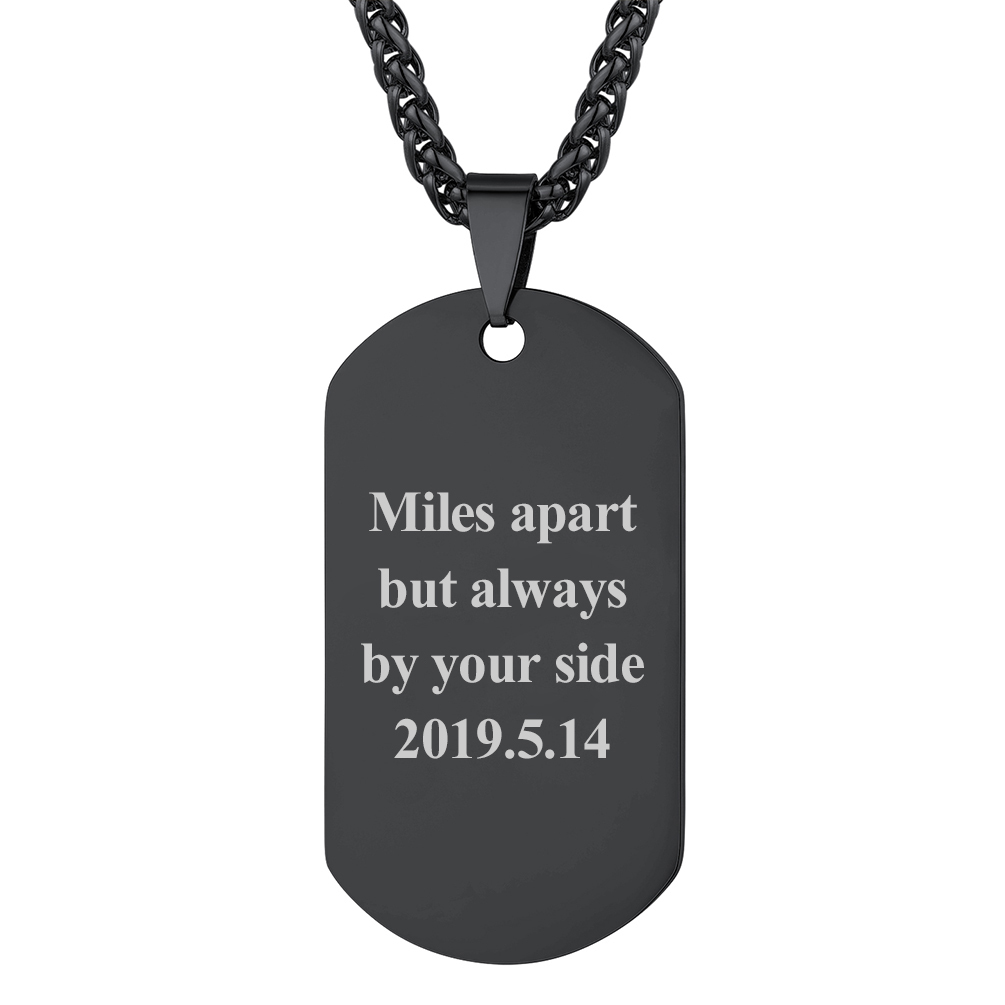 Custom Engraved Double-Sided Dog Tag Necklace for Men Black