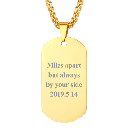 Custom Engraved Double-Sided Dog Tag Necklace for Men Gold