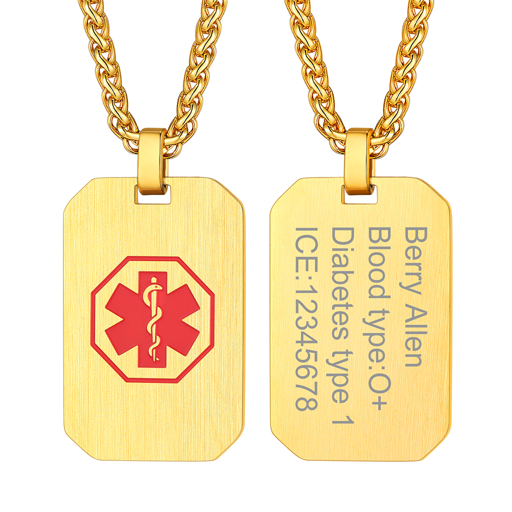  Medical Alert Necklace Custom Made Engraved Emergency Med ID Dog Tag Round Pendant