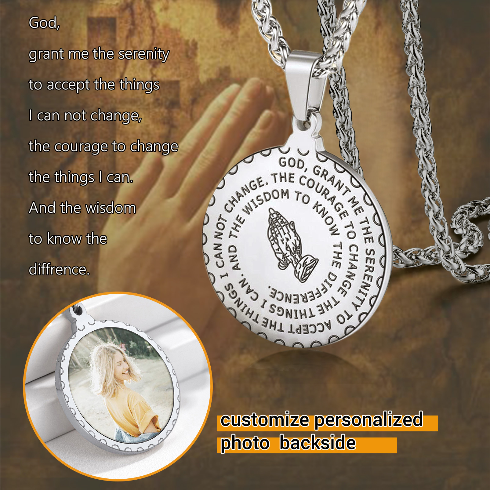 Photo Bible Verse Necklaces for Men Women