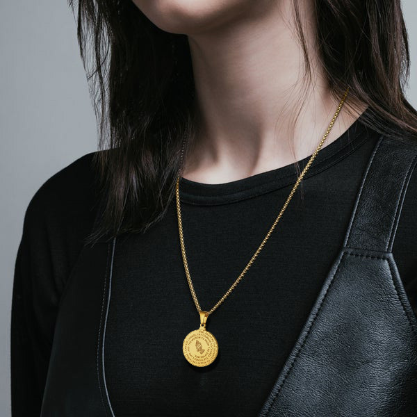 Personalized Photo Bible Verse Necklaces for Men Women model