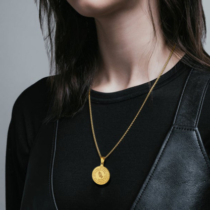 Personalized Photo Bible Verse Necklaces for Men Women model