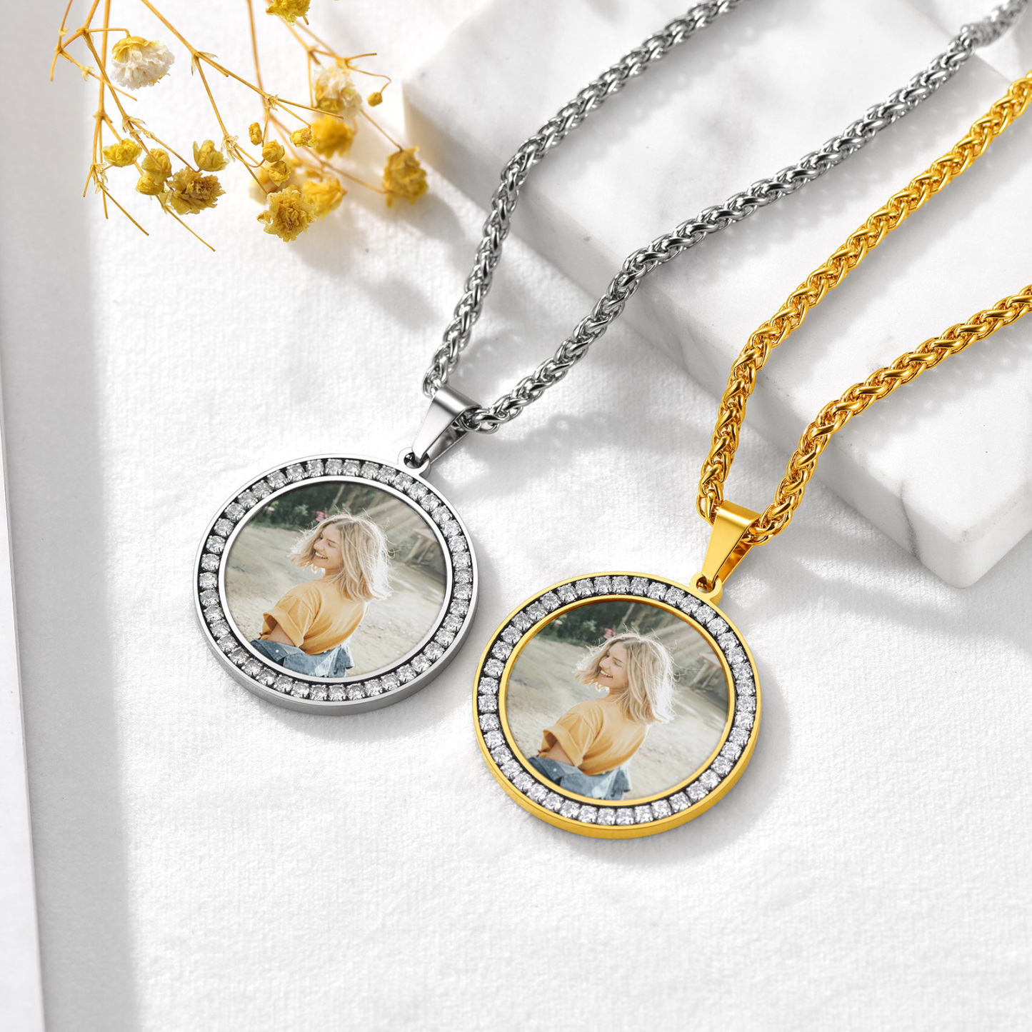 Custom Photo Round Pendant Necklace for Men Women collection