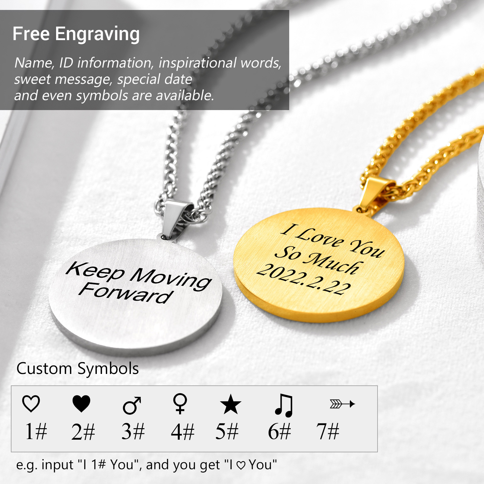 Custom Photo Round Pendant Necklace for Men Women engraved