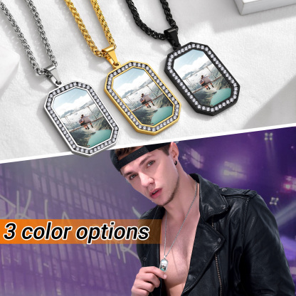 Personalized Photo CZ Pendant Necklace for Women