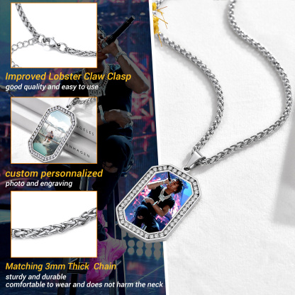 Personalized Photo CZ Necklace for Men Women