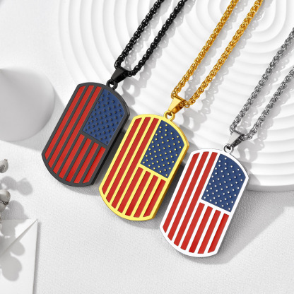Custom Photo American Flag Patriotic Dog Tag Pendant Necklace for Men collection