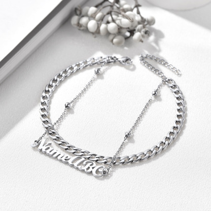 Personalized Name Layered Chain Anklets For Women silver occasion