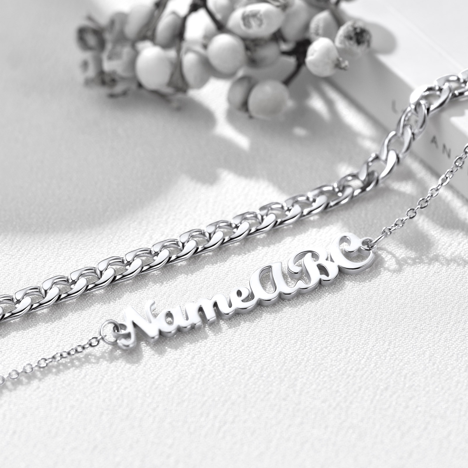 Personalized Name Layered Chain Anklets silver occasion