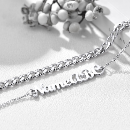 Personalized Name Layered Chain Anklets silver occasion