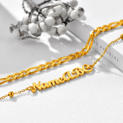Custom Name Anklet with Figaro Chain for Women  occasion gold