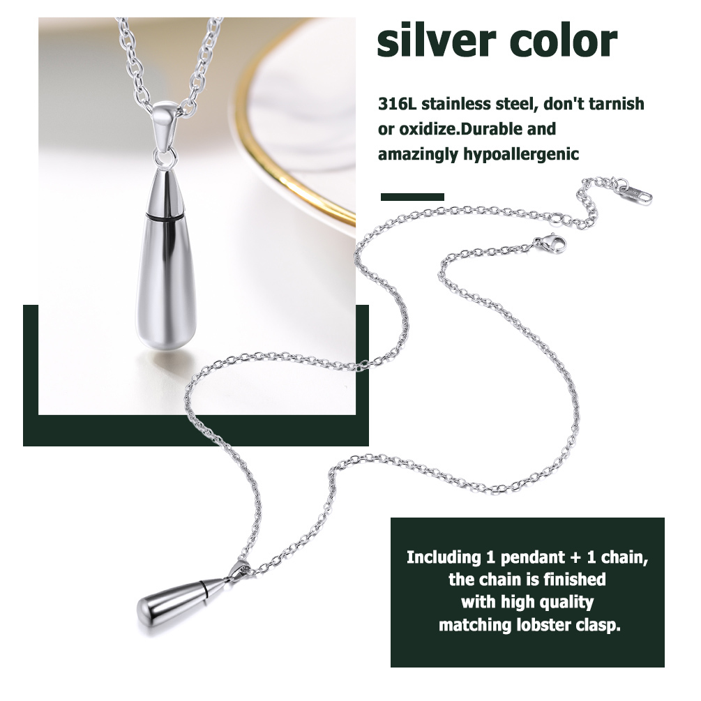 Personalized Engraved Teardrop Urn Necklace for Ashes 