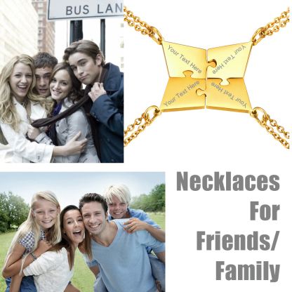 Custom Name Engraved Puzzle Necklaces for Friend