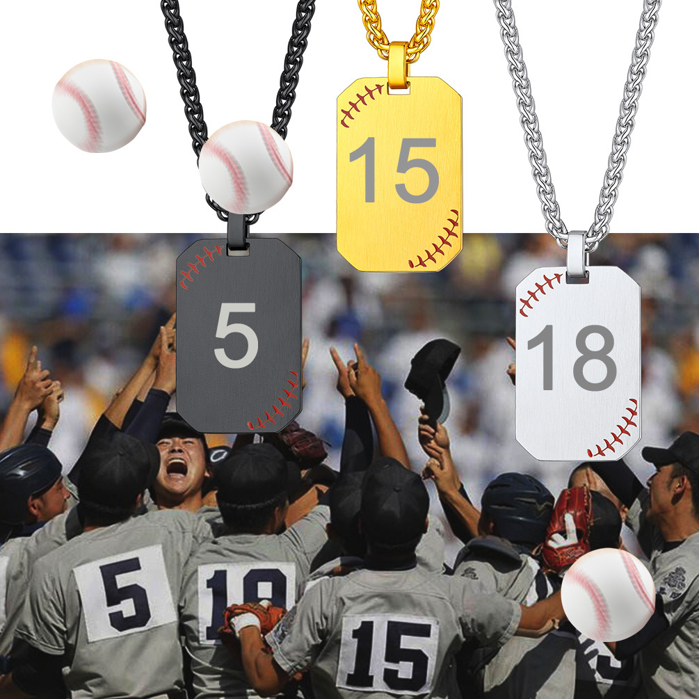 Custom Baseball Number Dog Tags Pendant Necklace for Men