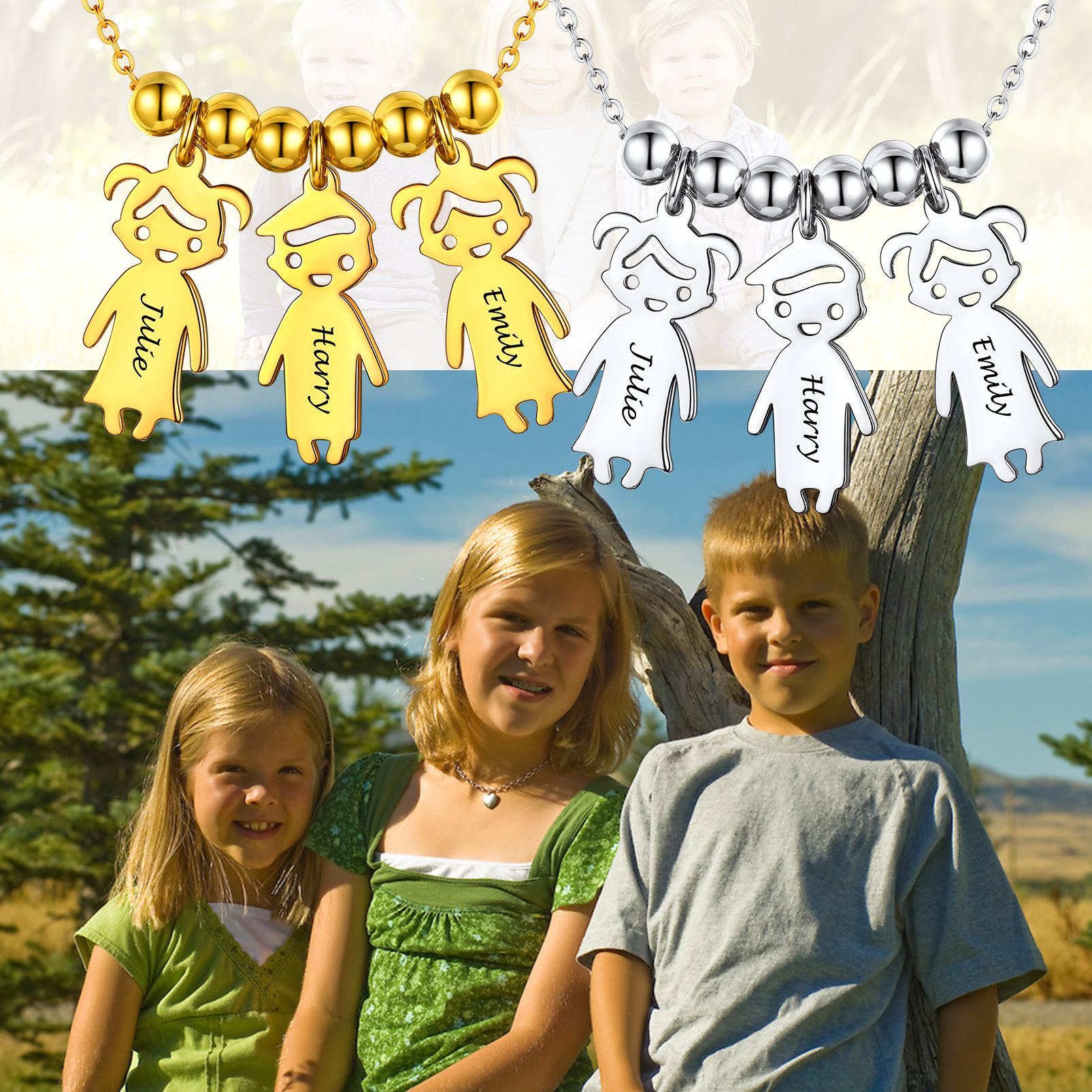 Personalized Engraved Mothers Children Necklace for Mom 