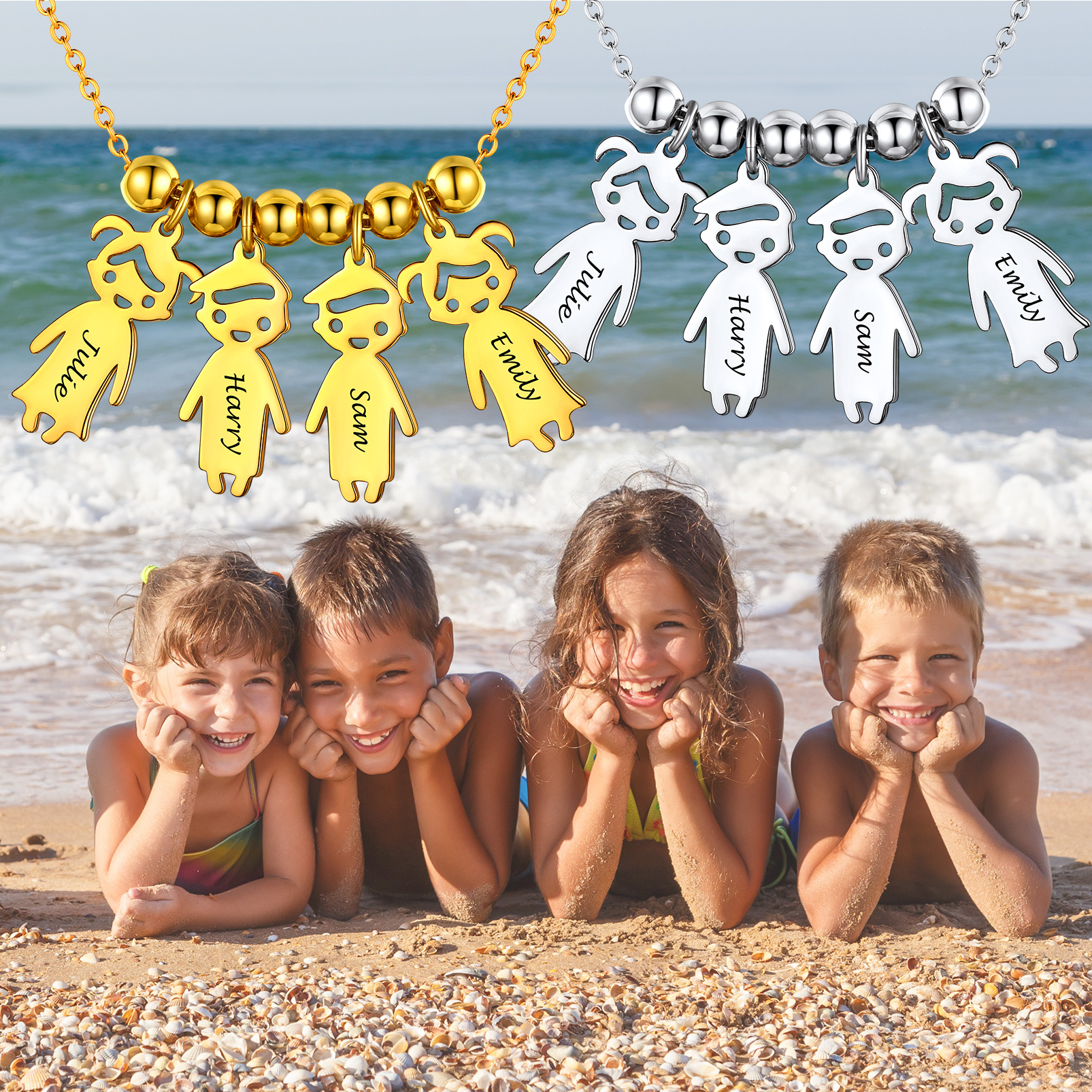 Personalized Engraved Mothers Children Necklace 