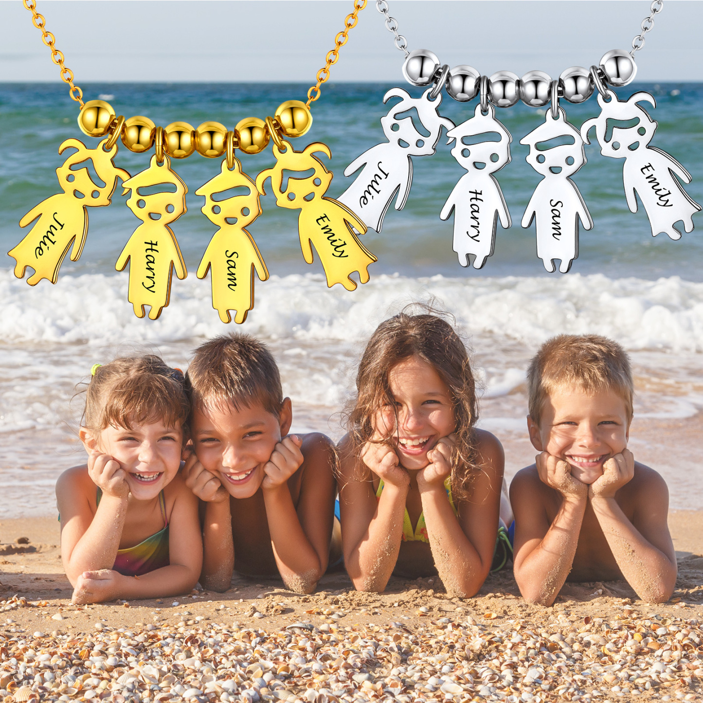 Personalized Engraved Mothers Children Necklace 