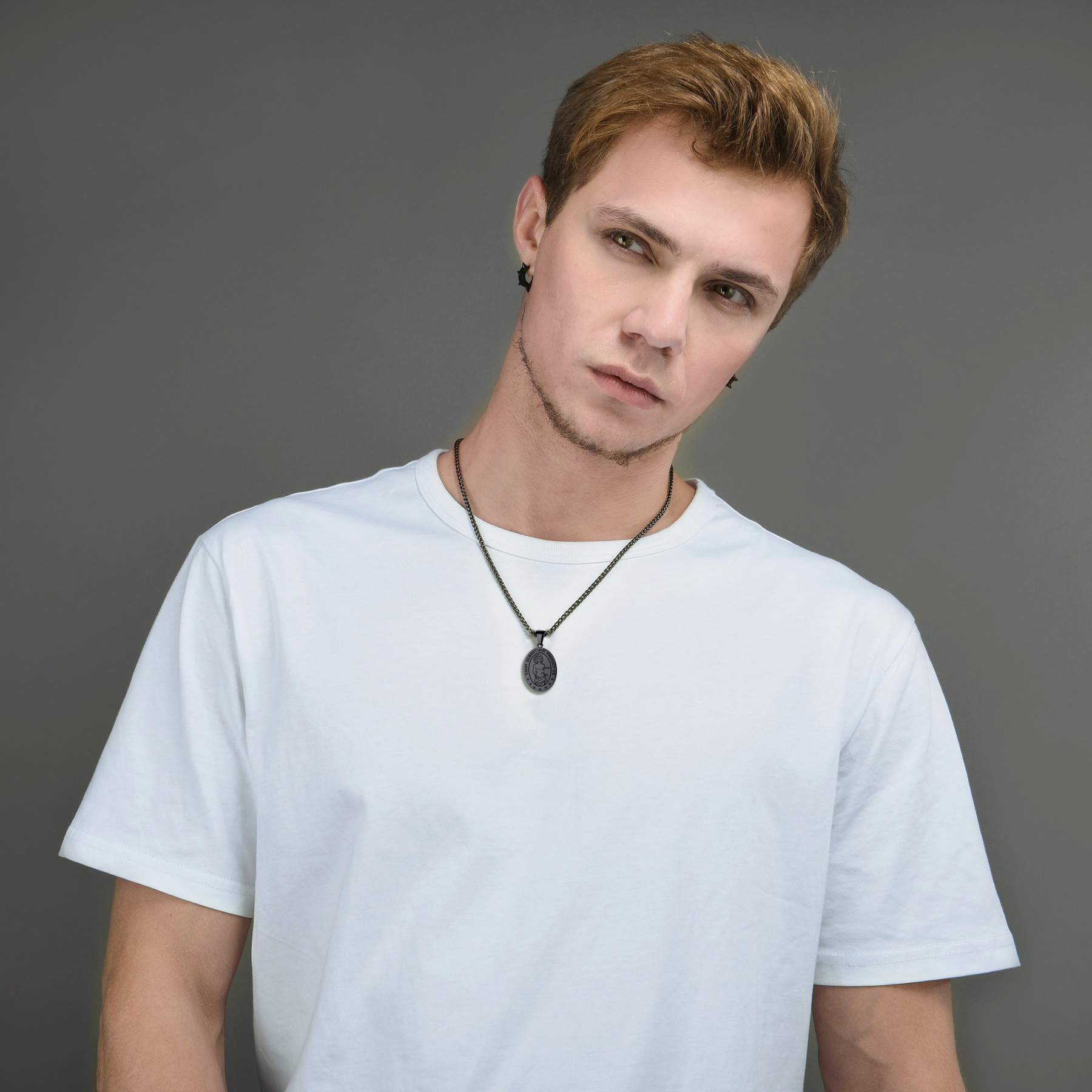 Custom Name Engraved Saint Sebastian Necklace model