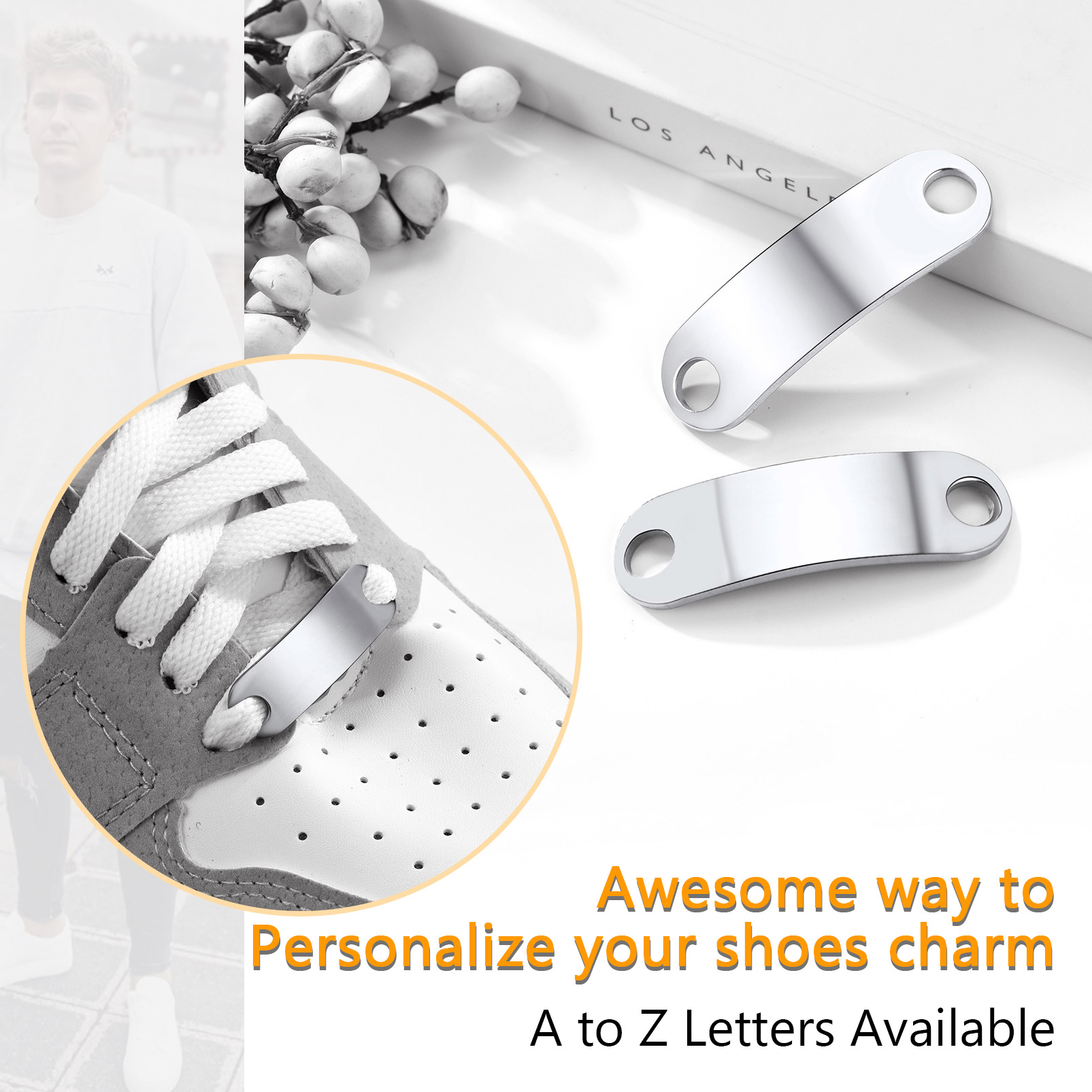 2PCS Custom Name Shoelace Buckle for Men a-z letters